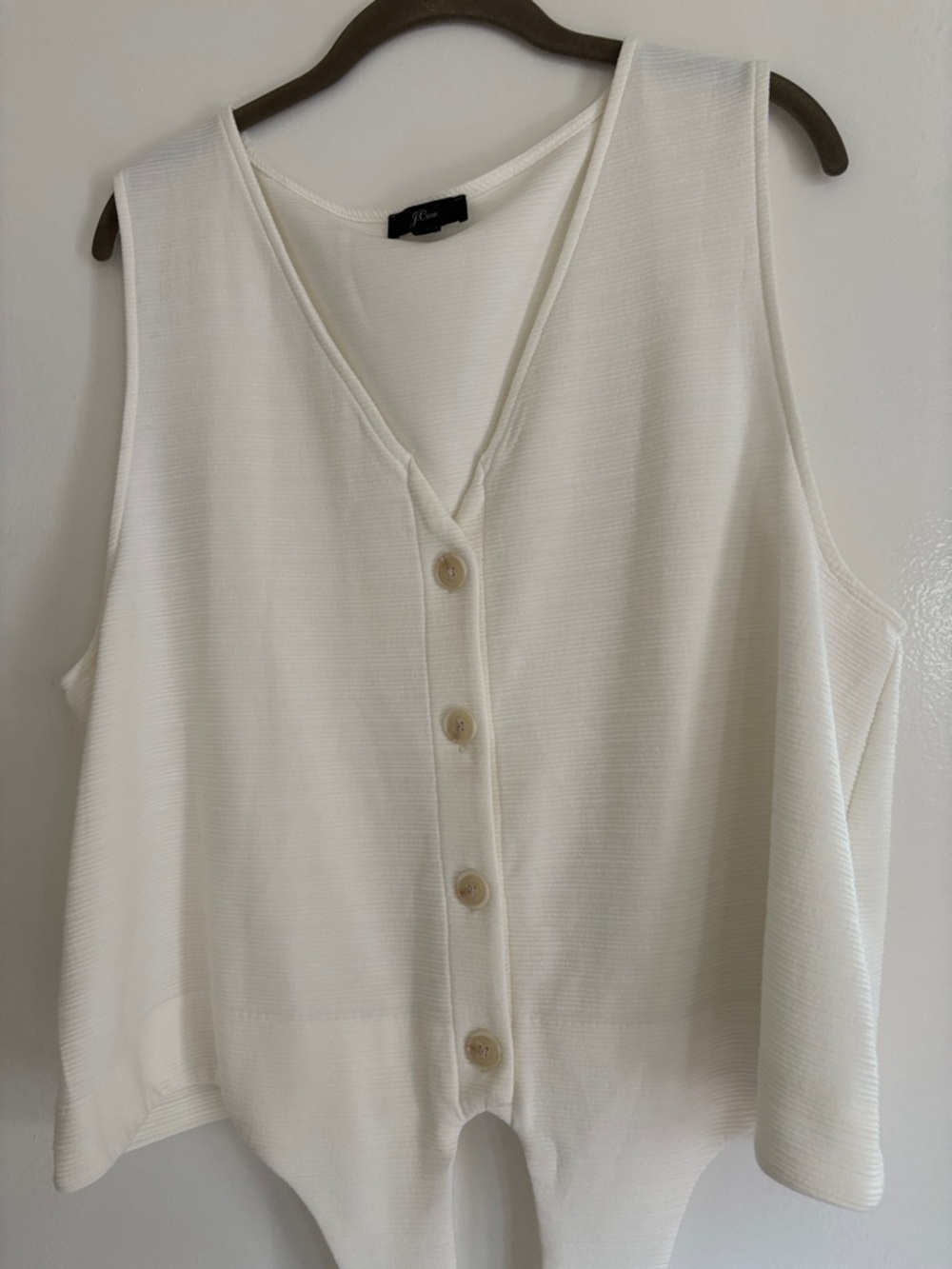 J.Crew Cream Sleeveless Button-Front and Tie Top